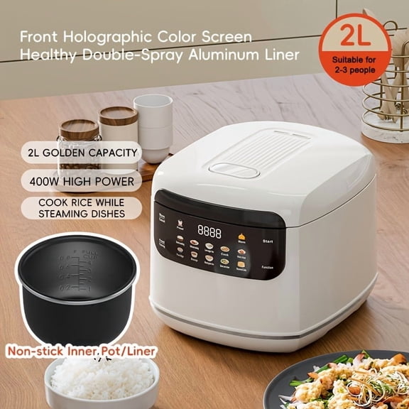 67.63oz 4-Cup 10-in-1 Compact Mini Rice Cooker Multi-Function for Rice Soup Stew Oatmeal Cake Veggies Small Kitchen Dorm Apartment