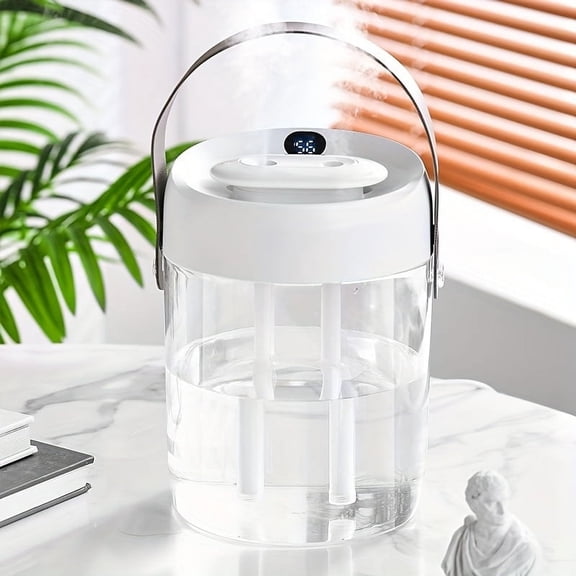 2025 New Version, 2L Large Capacity Dual Mist Humidifier with Handle & Digital Display, Portable Desktop Humidifier, Ultra-Quiet USB-Powered for Home Office Bedroom(Digital display version White)