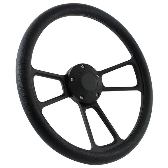 67-69 Ford Galaxie Steering Wheel Kit 14" Black Muscle Steering Wheel Black Half Wrap