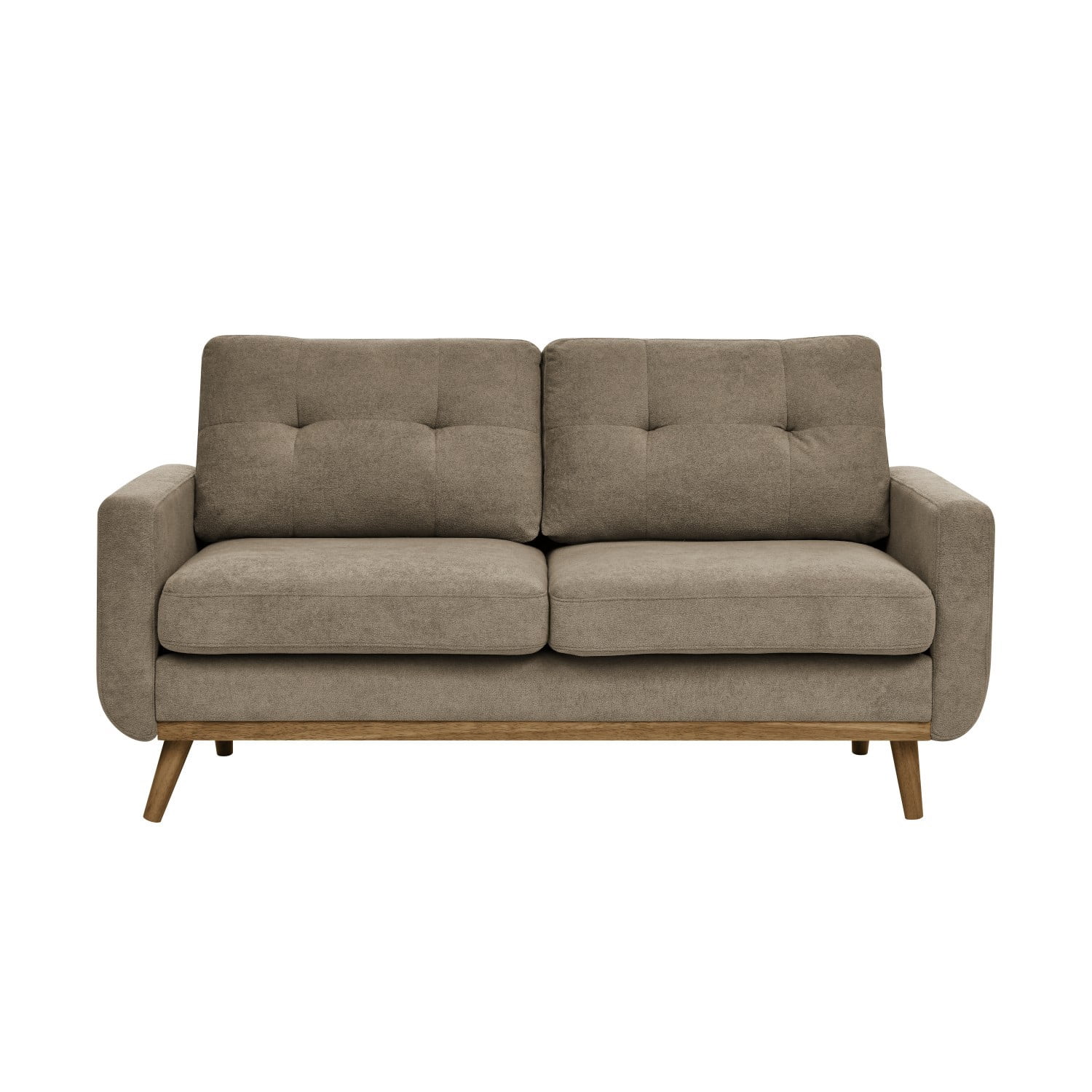 67.7" Mid-Century Modern Tufted Loveseat Sofa Upholstered 2 Seater Couch with Wooden Legs, Retro Contemporary Sofa for Living Room Lounge, Camel