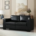 thumbnail image 1 of 67.7" Modern PU Leather Loveseat with Storage & Cup Holders – 2-Seater Faux Leather Sofa with Square Arms, Solid Wood Frame & Coil Spring Cushions (600 lb Capacity), 1 of 10