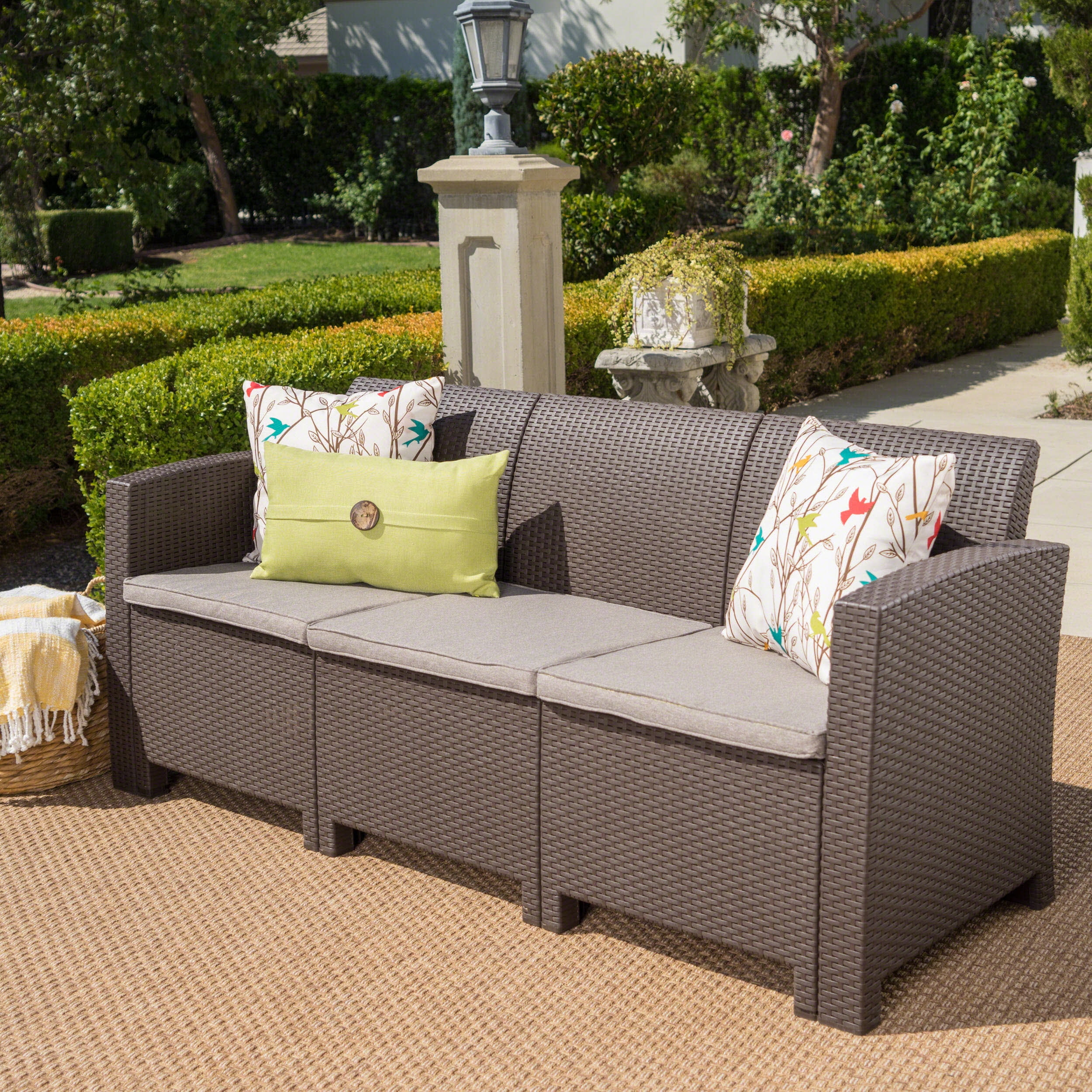 Outdoor Single Sofa Outdoor Modular Sofa with Aluminum Structure Support Cushion and Back Cushion Cover Removable Fade Resistant Waterproof Sofa Cover Included Light Brown Walmart