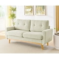 thumbnail image 1 of 67.7" Wide Mid-Century Modern Upholstered Tufted Loveseat Sofa With Wooden Legs | Stylish seating with tufted cushions, ideal for living rooms, offices, and small spaces, 1 of 9