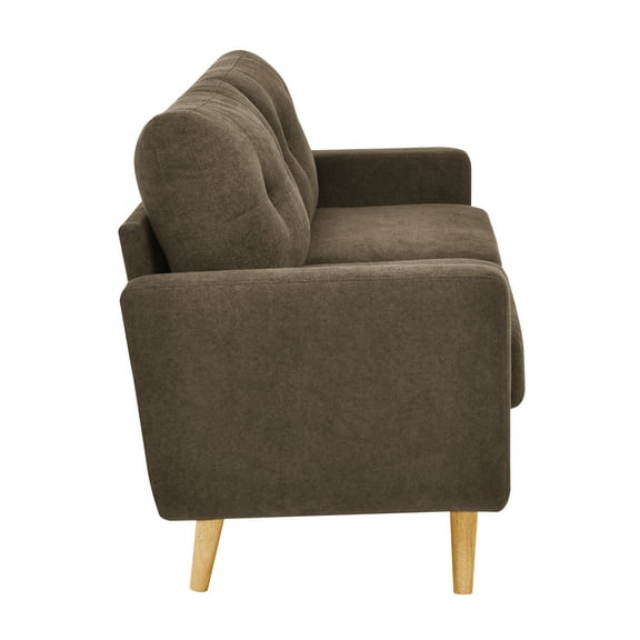 67.7-inch wide mid-century modern style upholstered sofa, tufted love seat, exquisite material, simple and elegant, sturdy and stable, with wooden legs