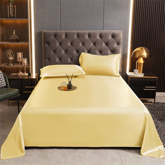 67×90in Superior Summer Cooling Ice Silk Bed Sheet with Soft Texture for Hot Weather Comfortable Sleep Temperature Regulation Wrinkle Resistant(Beige)