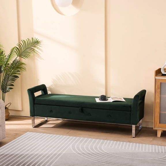 67.91" Wide Solid Wood Storage Bench | Hidden Compartment for Blankets, Easy to Assemble Alone
