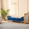 thumbnail image 1 of 67.91" Wide Velvet Storage Bench with Armrests, Multifunctional Soft Seating with Metal Legs for Entryway, Living Room, Bedroom, Apartment, Navy, 1 of 8