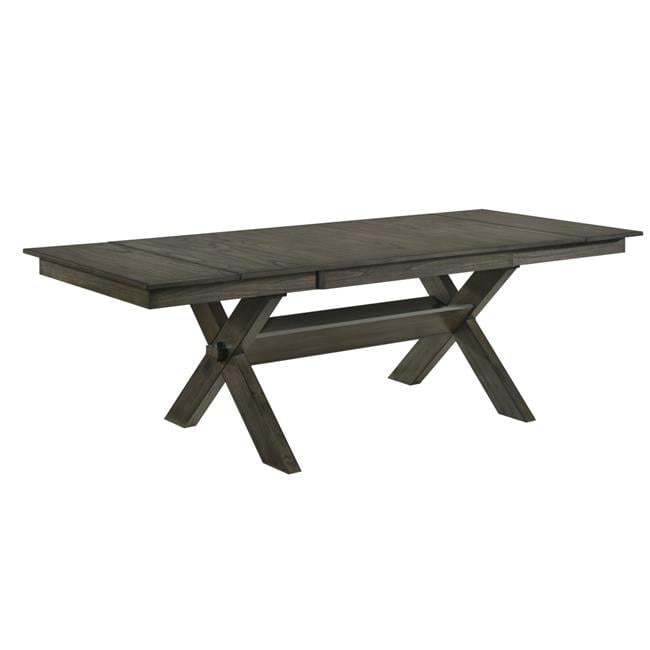 Rustic Brown Extendable Wood Dining Table with Crossed Trestle Base
