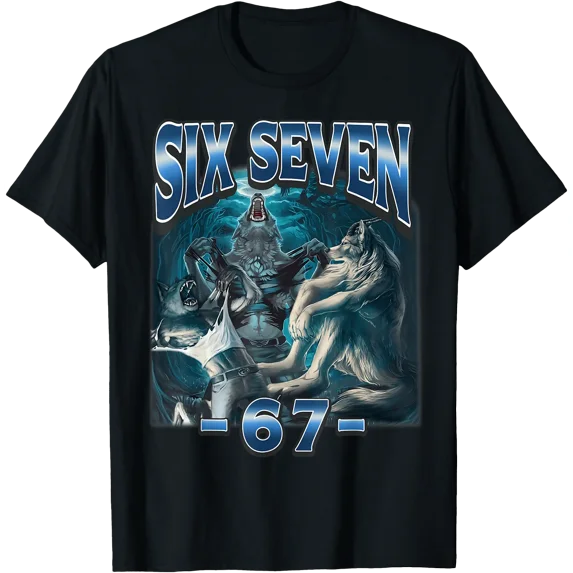67 Alpha Wolf Meme Funny Six Seven Humor T-Shirt, Unisex T-Shirt