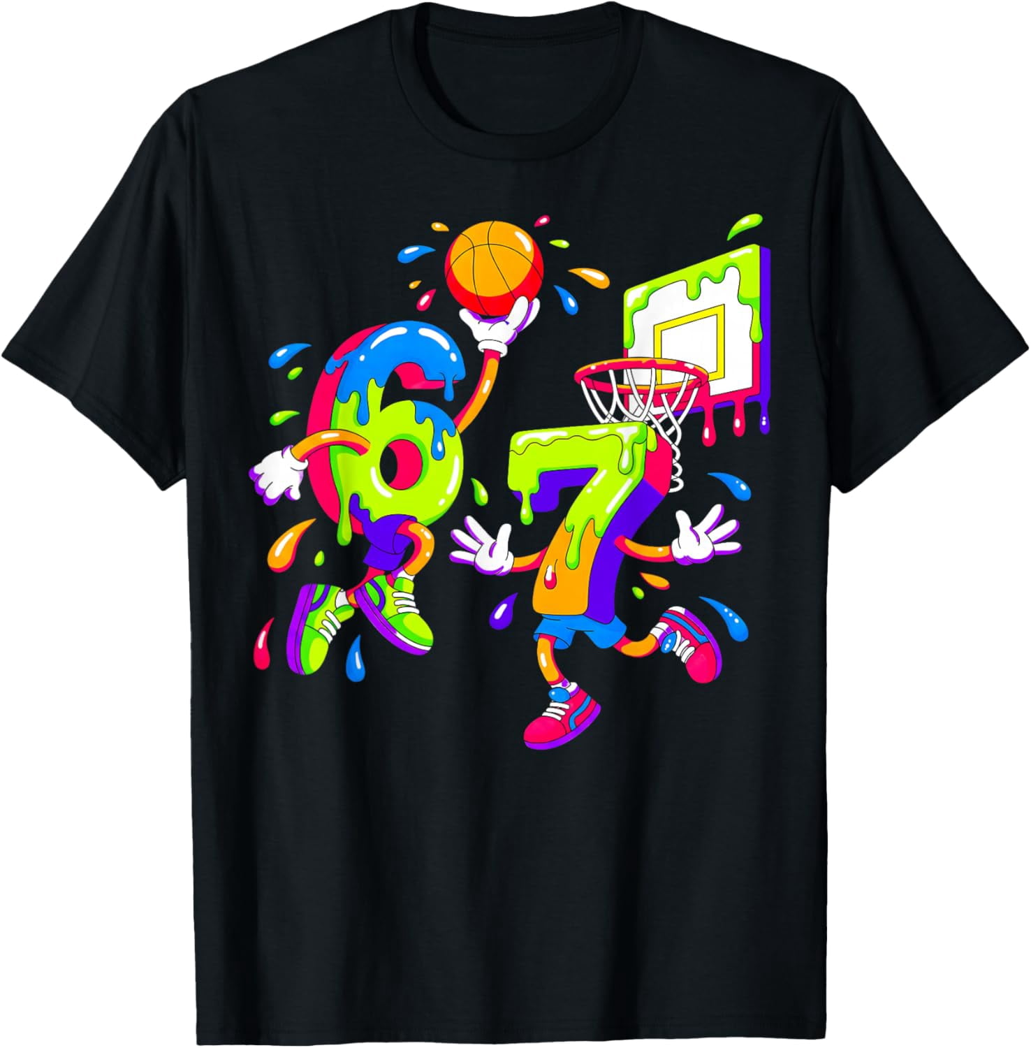 67 Basketball Drip Meme Gen Alpha Funny Number Design T-Shirt - Walmart.com