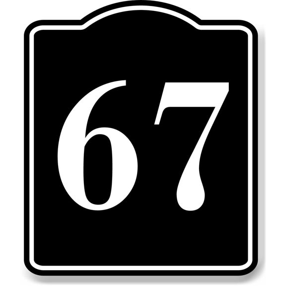67 Bay Garage Door Plate Field Lane Gate Number BLACK Aluminum Composite Sign, 8.5"x10"