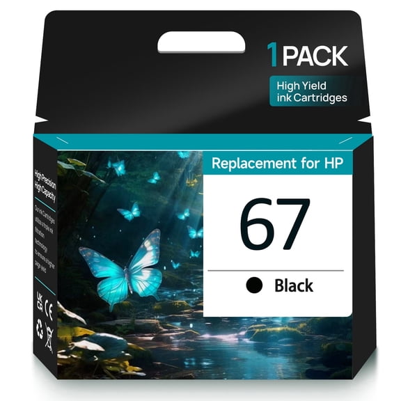 67 Black Ink Catridges Compatible for HP 67 Ink Cartridges for HP Black Ink 67 for HP Printer Ink 67-1 Pack