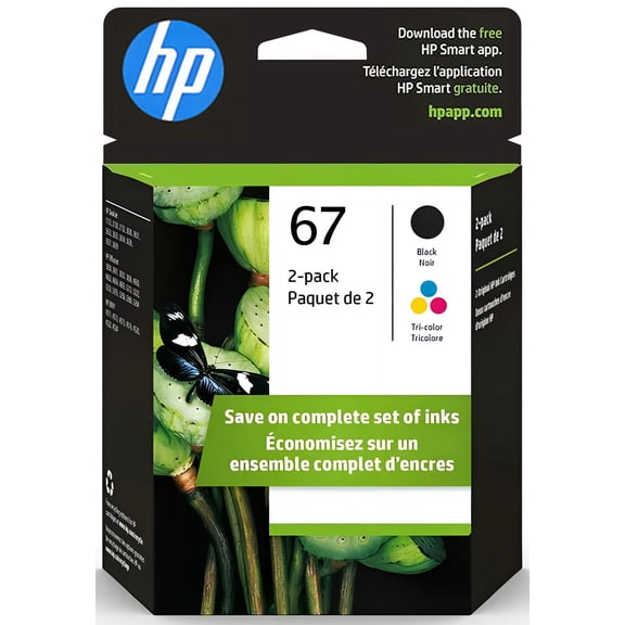 67 Black & Tri-Color Ink (2-Pack) for HP 67 ink cartridges Compatible for DeskJet 2700 Series (Sold Without Manufacturer Warranty)