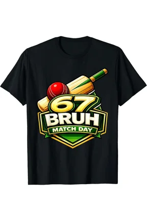67 Bruh Cricket Funny 6 7 Meme T-Shirt