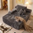 thumbnail image 1 of JONPONY 68'' Chaise Lounge Chair Indoor, Oversized Upholstered Sofa Bed with Sleeper Couch Reading Chairs Fluffy Plush Faux Fur Cloud Sofas Couches Living Room, Gray, 1 of 13