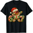 thumbnail image 1 of 67 Christmas 6 7 Meme Gingerbread Man Xmas Pajamas Six Seven T-Shirt- American fashion hot selling casual retro high quality 100% cotton T-shirt 1 piece, 1 of 9