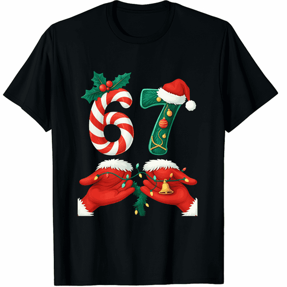 67 Christmas 6 7 Meme Outfit Holiday Gen Alpha Slang T-Shirt for Adults Men and Women