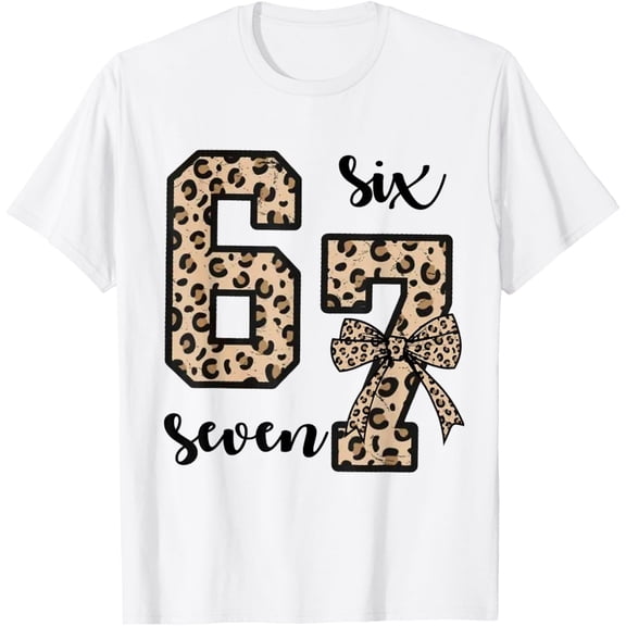 67 Christmas 6 7 Six Seven Meme 67 Leopard Cheetah Women T-Shirt tee