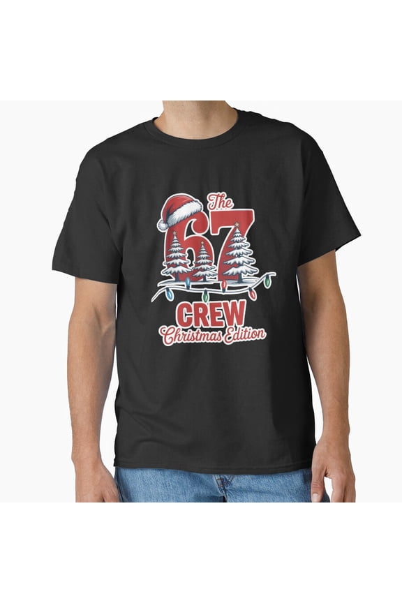 67 Christmas Crew Six Seven Meme Funny Holiday Group Matching Unisex T-Shirt, for men & women, up to size 5XL