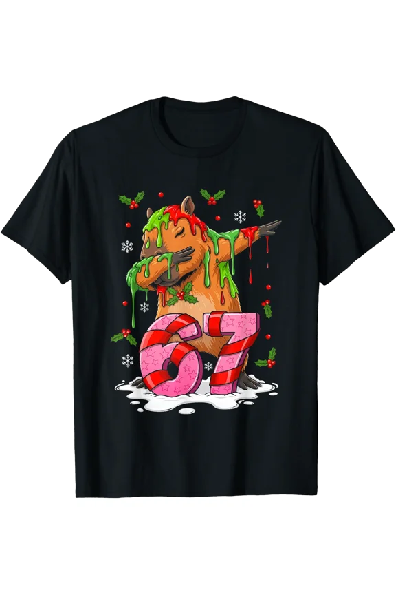 67 Christmas Funny 67 Brainrot Youth Kids Capybara 67 T-Shirt
