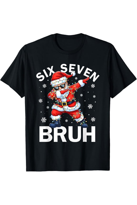 67 Christmas Funny Six Seven Bruh Meme Dabbing Santa Claus T-Shirt