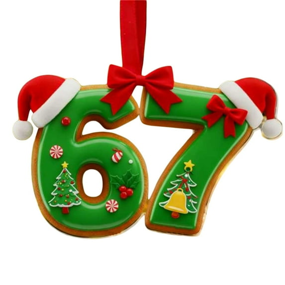 67 Christmas Ornament, Funny 67 Ornament Decor Christmas Tree Hanging Ornaments,Six Seven Ornament, 67 Decorations Meme Grandkid Birthday Gift Xmas Holiday Home Decor (A)