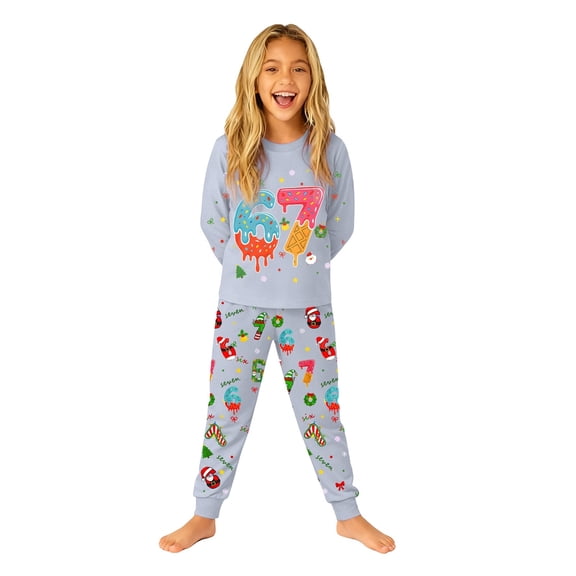 67 Christmas Pajamas for Kids Girls Holiday Long Sleeve Sleepwear Santa Cotton Pajamas Sets for 2-12T Boys/Toddler Pjs