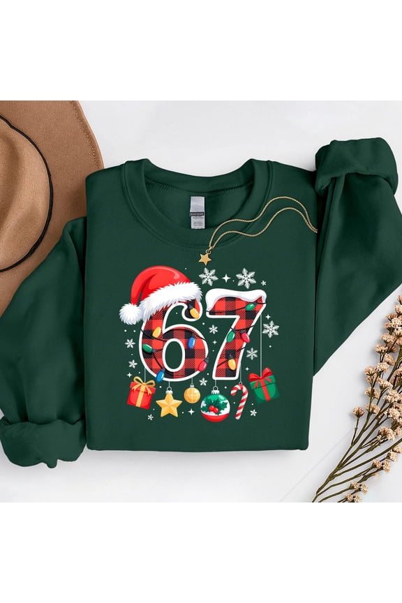 67 Christmas Red Plaid 6 7 Six Seven Boys Christmas Pajamas – T-Shirt, Hoodie & Sweatshirt – Festive Family Wear –