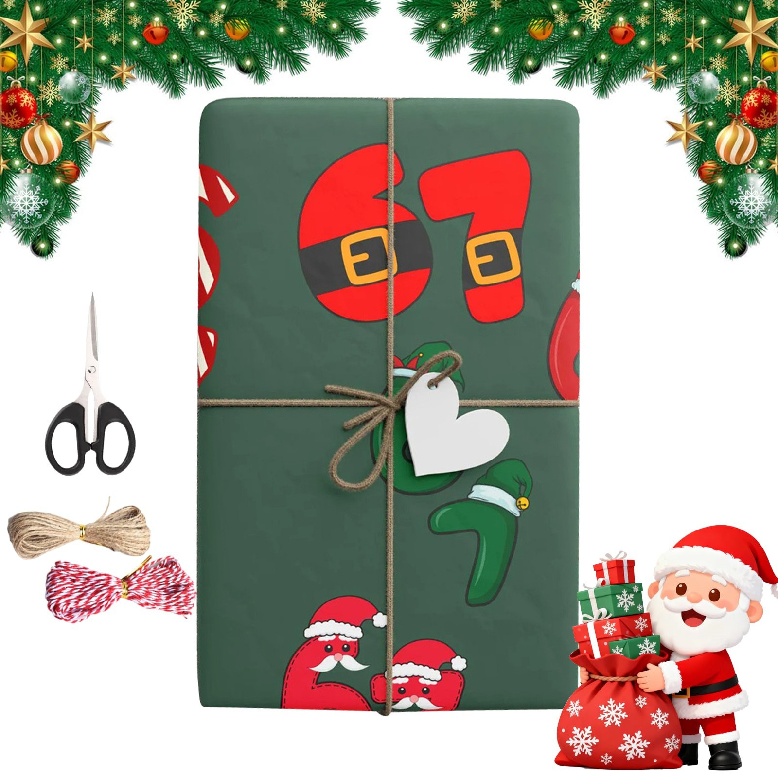 67 Christmas Wrapping Paper, Funny 6 7 Meme Wrapping Paper Roll ...