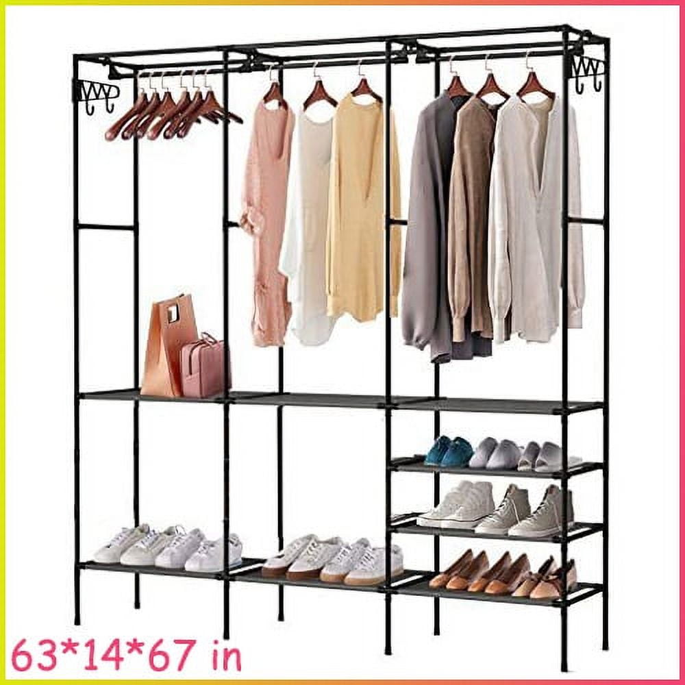 67" Clothes Storage Closet Organizer Wardrobe Rack Shelf Dustproof Home