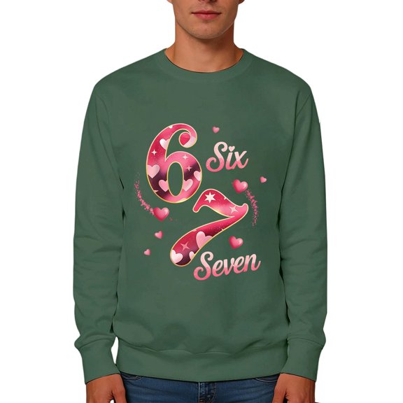 67 Couple Matching Valentines Day Pullover Sweatshirt Long Sleeve Heart Print Crewneck Graphic Tee Unisex Soft Loose Fit Top Green XXL