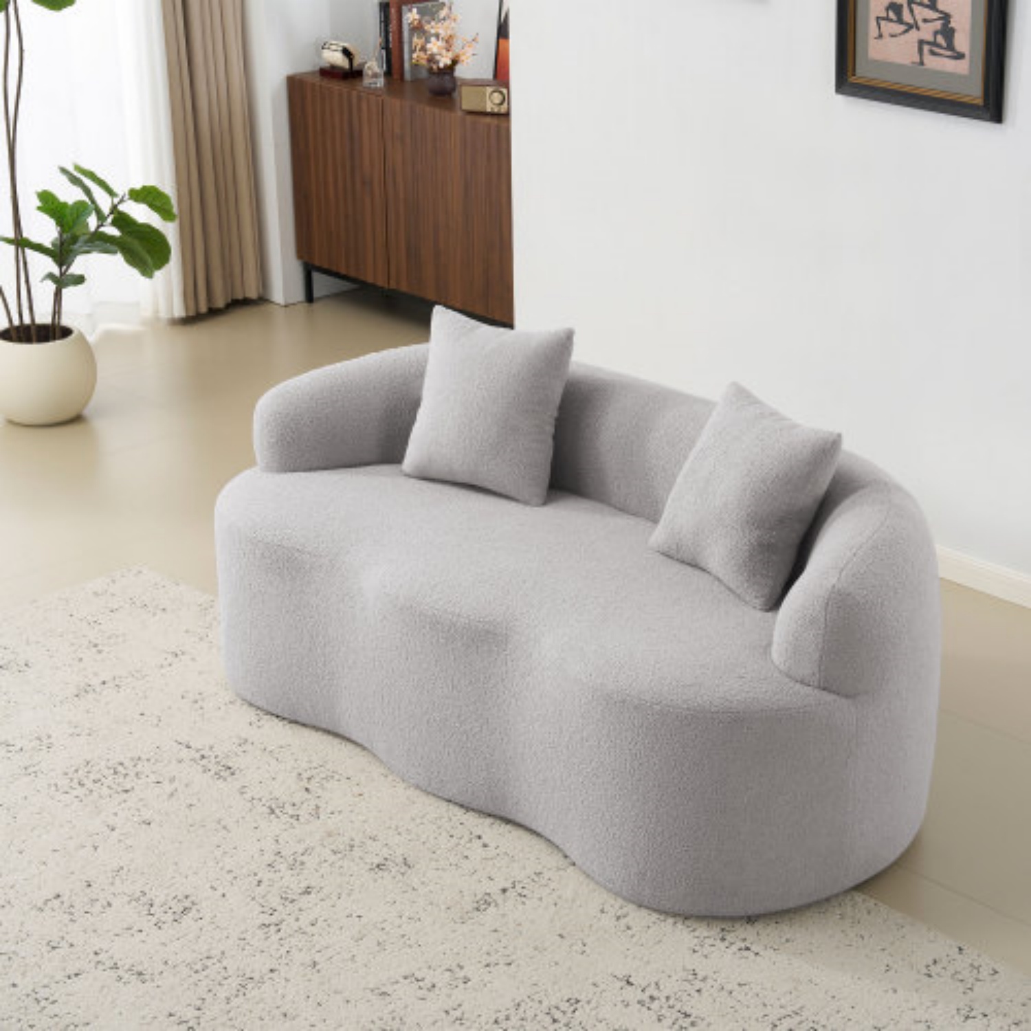 67" Curved Loveseat Sofa, Compression Couch, Small Space Couch with ...