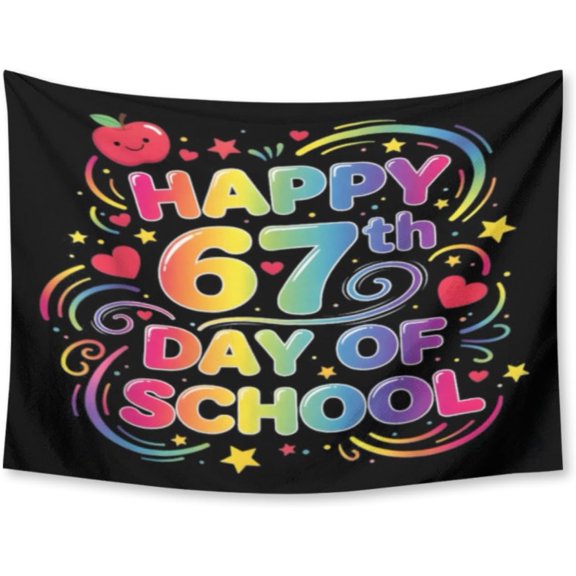 67 Day of School Teachers Kids Boys Child Happy 100 Days Tapestry Cozy Tapestries Aesthetic for Living Room, Bedroom,30x40 Inch