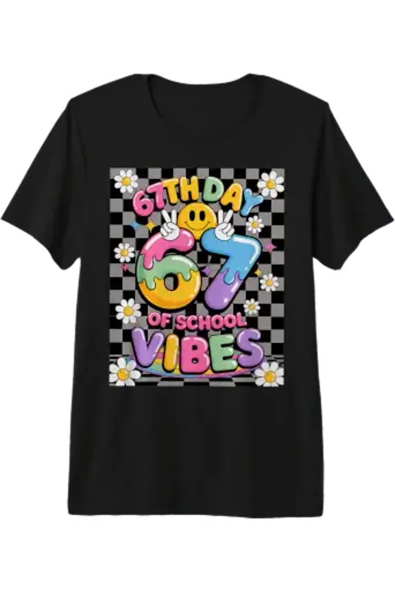 67 Days Of School Meme 100Th Day Of School Vibes Smile Face Premium Tri-Blend T-Shirt