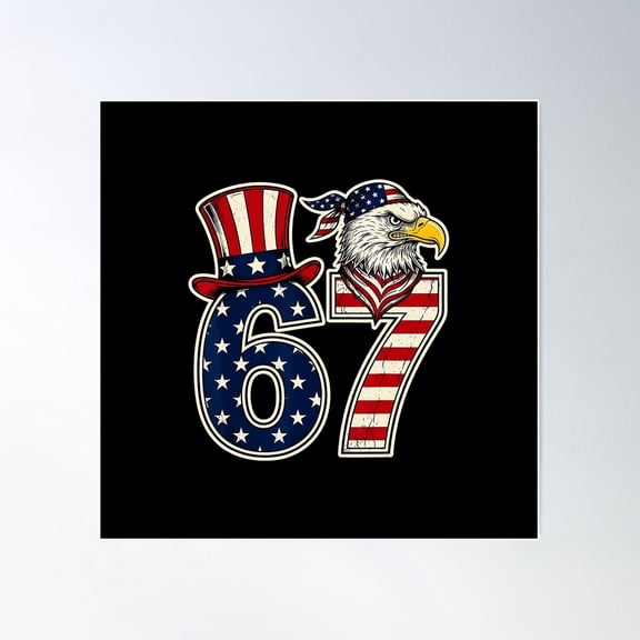 67 Eagle Vintage USA Style Number Graphic Art Unframed Paper Print