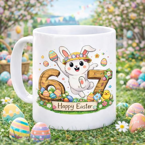 67 Easter Bunny Mug Ceramic, t1rending 67 Memes, Easter Eggs, Cute Coffee Mugs, Easter Bunny Present, Happy Easter Gif