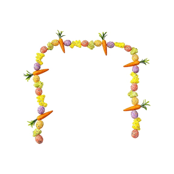67" Easter Decorative Garland with Carrots and Colorful Eggs, Faux Bunny and Egg Hanging Ornament, Spring Festival Home Decor for Living Room, Wall, Fireplace Mantel, Doorway, Party Decoration