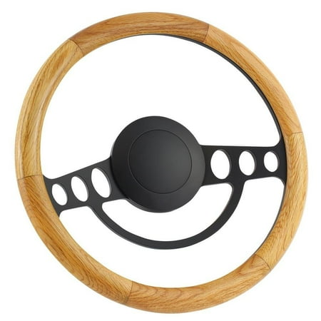 67 FORD Pick-up 14 Inch Black (9 Hole) Classic Steering Wheel Oak Wood Half Wrap