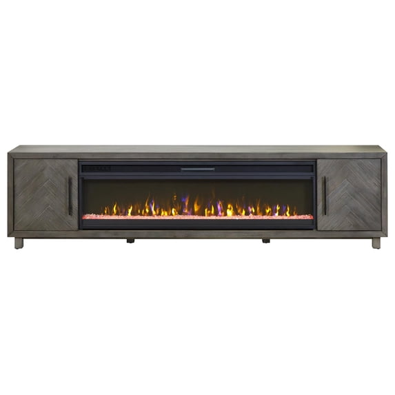 67" Fireplace Console Entertainment Fully Assembled Gray