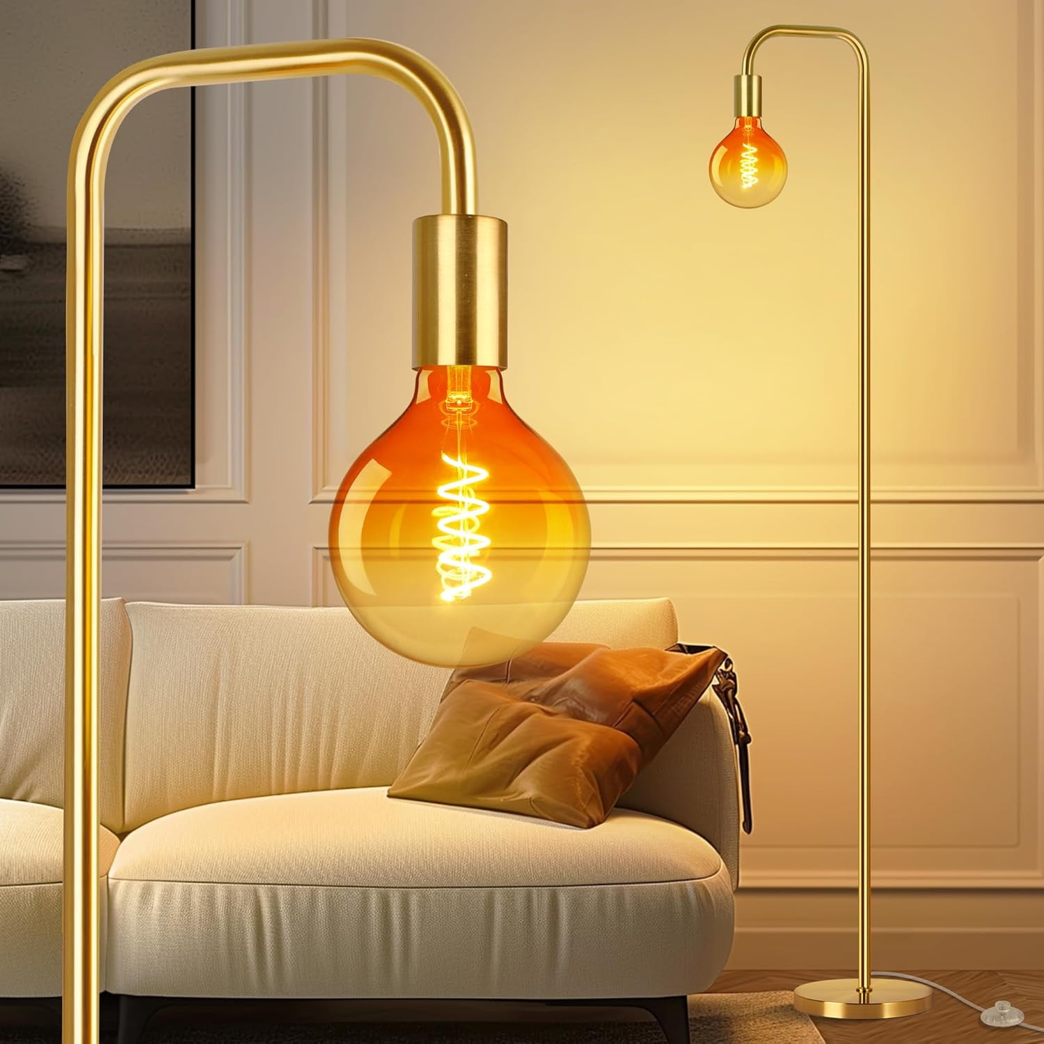 67" Floor Lamp for Living Room, Industrial Standing Lamp for Bedroom, Office, LED Bulb Included