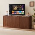 thumbnail image 1 of 67" Fluted Buffet Cabinet Sideboard with Storage, 6-Door Curved Contour Design Storage Cabinet, Wood Mid Century Modern Sideboard for Kitchen and Living Room, Walnut, 1 of 9