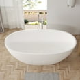 thumbnail image 1 of 67" Freestanding Bathtub, 25mm thick, LIGMIRR Oval Shaped Stone Resin Freestanding Tubs, Solid Surface Matte White Soaking Tub with Overflow and Pop-up Drain, 1 of 10