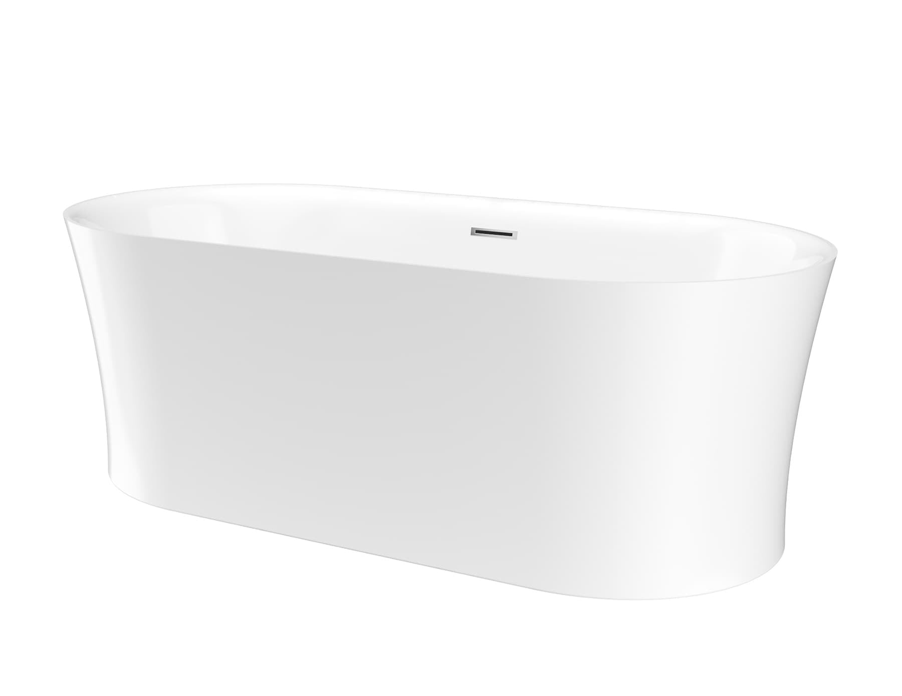 67" White Acrylic Freestanding Oval Soaking Bathtub