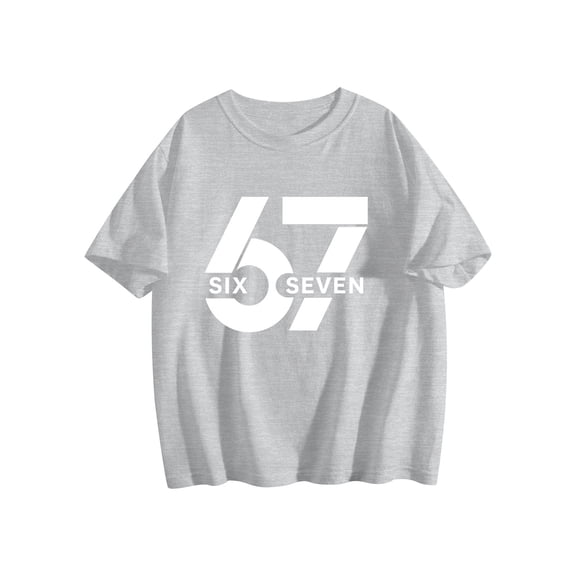 67 Funny Gesture Graphic Tees, Niogvi Six Seven T-Shirt Suitable For Boys Girls, Gray 90cm