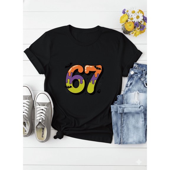 67 Funny Six Seven T-Shirt, 100% Pure Cotton Tee
