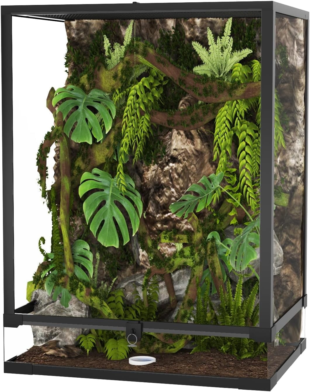67 Gallon Reptile Tall Glass Terrarium with Top Screen Ventilation Tall Reptile Tank, Toughened Glass Reptile Tank, Double Hinge Door & Anti Escape for Lizard Snake
