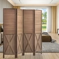thumbnail image 1 of 67”H Wood Room Divider Screen with 4 Panels,Dual-hingers Folding Privacy Screens,Room Divider for Room Separation,Brown, 1 of 6