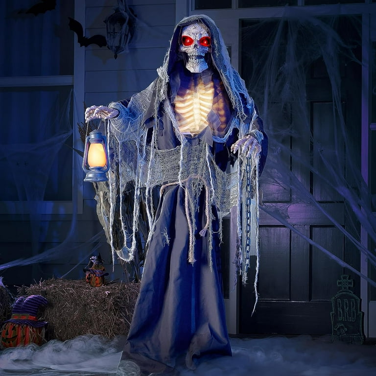 Scary Grim Reaper Light Up Animated Skeleton Ghost Outdoor Halloween Decorations Scary Grim Reaper Light Up Animated Skeleton Ghost Outdoor Halloween Decorations