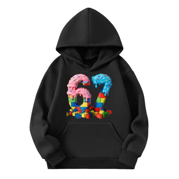 67 Hoodie Girls 67 Meme Design Preppy Hooded Sweatshirts Loose Christmas Outfits Oversized Six-Seven Funny Cute Pullovers Tops Sweatshirt Fall Winter