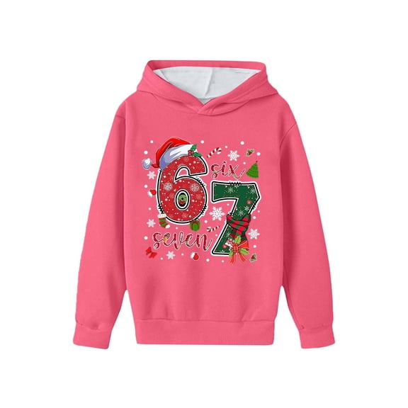 67 Hoodie Hooded Sweatshirt Soft Pullover Fleece Jacket With Print For Boys And Girls Casual Playwear